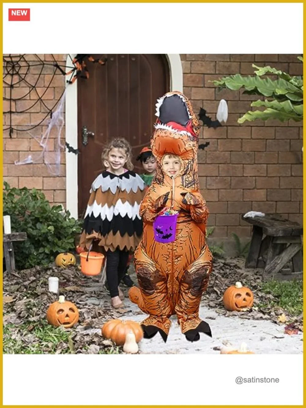 Inflatable T-Rex Dinosaur Costume for Kids Halloween Party Blow Up Dress Up